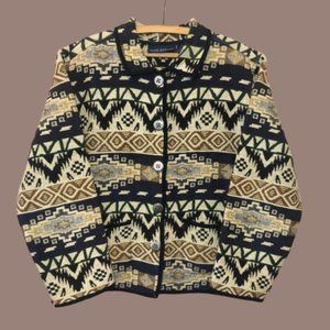 Aztec Southwestern Print Boho Tapestry Button Coat